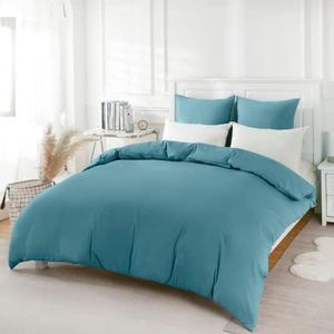 REDKEY Funda Nordica Cama 150,Juego de Funda de Edredon 240x220 y 2 Fundas de Almohada 80x80cm - Juego de Cama de Microfibra cepillada Suave (Azul aguaa)