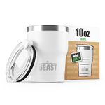 Beast Tumbler - 300 ml (10 oz), White | Reusable Stainless Steel, Vacuum Insulated Cup | Double Wall Travel Flask Perfect for Hot or Iced Coffee | BPA Free