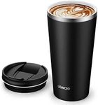 ulwae Insulated Coffee Mug with Ceramic Coating, 18oz Travel Mug with Leak-proof Lid, Vacuum Double-wall Tumbler, Stainless Steel Thermal Cup for Tea, Hot Cocoa, Cold Beverage, Ice Drinks