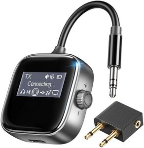 LENCENT Airplane Bluetooth 5.3 Adapter, 2 in 1 Bluetooth Transmitter & Receiver for Airpods or Headphones Dual Pairs, HD Display, 3.5mm AUX Jack Wireless Audio Transmitter for Planes, TV, Car