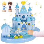fygurso Dream Princess Castle Playset with 2 Magnetic Control Movable Little People Toys, Magnetic Doll House Building Toys with Light & Music for Pretend Play, Gift for Girls Toys Kids ages 6+