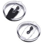 2 Pcs Replacement Tumbler Lids, PIVHWIR Cover Replacemen Spill-Proof Splash Resistant Travel Mug Lid Fits for Inner Diameter 3.15 INCH Yeti Rambler, Ozark Trail, Old Rtic（White+Black）（20 OZ）