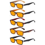 Eyekepper 5 Pack Blue Light Filter Glasses Classic Computer Reading Glasses Orange Tinted +0.50