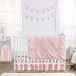 Solid Color Blush Pink Shabby Chic Harper Baby Girl Crib Bedding Set Without Bumper by Sweet JoJo Designs - 4 Pieces