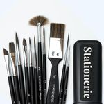 Stationerie Handmade Painting Brush Set for Acrylic, Watercolor, & Gouache Painting with Brush Holder,Mix Set of 11