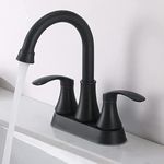 Black Bathroom Sink Faucet 2 Handle, Matte Black Bathroom Faucet 3 Hole Bath Vanity Faucets with Pop-up Drain and Supply Lines