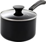Cook N Home Nonstick Sauce Pan with Lid, 3-Qt, Black, Medium