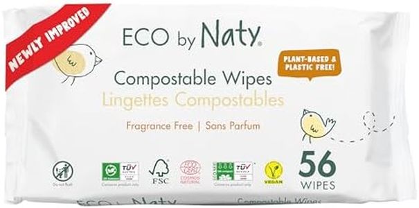 Eco by Naty Unscented Baby Wipes - 100% Compostable and Plant-Based Wipes, Good for Babies and Newborn Sensitive Skin (336 Count - Pack of 56 x 6)