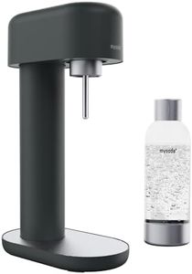 Mysoda Ruby 2 Sparkling Water Maker - Silent Carbonated Water Machine Made of Robust Long-Lasting Aluminium & 1L Water Bottle - Without CO2 Cylinder - Colour Black Silver