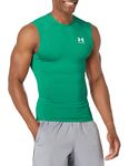 Under Armour Men's Standard HeatGear Compression Sleeveless T-Shirt, (305) Team Kelly Green / / White, Medium