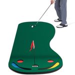 GYMAX Putting Green, 300 x 96 cm Par Three Putting Mat Set with 3 Putting Cups, 1 Flag and Golf Hole Covers, Putting Green Mat for Golf Training Practice Indoor/Outdoor, Garage, Backyard, Office