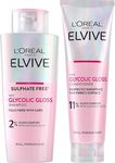 L'Oréal Paris Elvive Glycolic Gloss for Dull Porous Hair, Get The Shiniest Hair of Your Life, Glossing Routine for Mirror-Like Shine, Shampoo, Conditioner, Lamination Treatment, Leave-In Serum Set