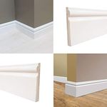 95mm Plastic Skirting Board - Ogee/Torus Architrave Trim - 1m Lengths - Pack of 5