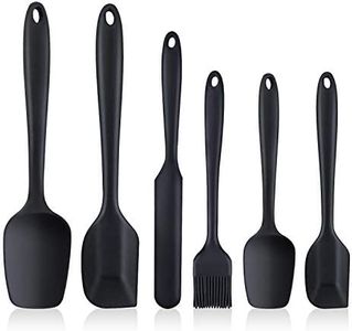 Spatulas Set of 6, Food Grade Silicone Spatulas, Rubber Spatulas Heat Resistant, Seamless One Piece Design, Stainless Steel Core, Kitchen Utensils Nonstick for for Cooking, Baking and Mixing (Black)