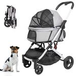 BETSOCCI Pet Stroller for dogs and cats with pets storage basket cat stroller travel carrier strolling cart with safety belt