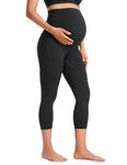 CRZ YOGA Womens Butterluxe Maternity Capris Leggings 21" - Crop Pants Over The Belly Workout Active Yoga Pregnancy Soft Black Medium