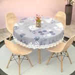 Kuber Industries 60x60 Inches, Waterproof Round 4 Seater Dining Table Cover for Living Room | Anti Slip Teapoy/Computer & Office Table Cloth/Sheet | Flower Circle Print - Grey