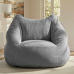 Cafy Giant Bean Bag Chair Adult Accent Chair for Living Room, Bedroom, Comfy Boneless Couch with Ergonomic Healthy Support, Aesthetic Lounge Reading Gaming Chair, Birthday Gifts for Women Men (Gray)