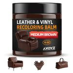 AWOWZ Leather Recoloring Balm - Scratch Repair & Color Restore Kit for Faded Leather, Couch & Car Seats - 10OZ Leather Restorer Balm for Furniture, Auto Interior, Vinyl, Accessories(Medium Brown)