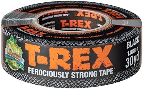 T-Rex Tape Heavy Duty Duct Tape with UV Resistant & Waterproof Backing for Ferociously Strong Repairs, 1.88" x 30 yd, Black, 1 Roll