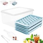 Ice Cube Tray,Ice Ball Maker,Round Ice Ball Maker for Freezer,3 Pack Silicone Ice Tray with Lid,Ice Bucket,Ice Scoop,Ice Tong,Easy Release Free Reusable 99 Small Nugget Ice Tray Mold Maker