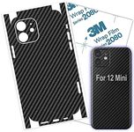 iPhone 12 Mini Skin Wrap Carbon Fiber 3M Protective Around Borders and Back Thin 3D Elegant Skin