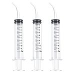 3 PCS Dental Irrigation Syringe 12cc Dental Syringe Disposable Graduated Syringe Cleaning Syringe Oral Irrigator Curved Syringe Tip Feeding Injection Tool with Curved Tip Syringe for Tonsil Stones