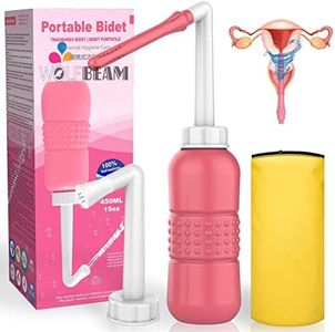 Wolfbeam 2IN1 Portable Hand-held Vulva and Anus Cleaner and Personal Health Vaginal Washing Container, Enema Cleanser& Vaginal Douche (Pink 2IN1 450ML)
