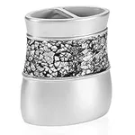 (Toothbrush Holder) - Creative Scents Brushed Nickel Bathroom Silver Toothbrush Holder, Family Brush Toothpaste Cup- Holds Multiple Standard/ Electric Toothbrushes