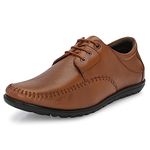 Blue Leather Men Formal Shoe | Cushioned Insole | Stylish lace up | Durable & Leather Crafted | Perfect Office Wear & Formal Dress for Men 3921 Tan