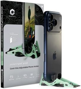 GEOMETRICAL Pocket Tripod PROv2 Universal Kit – Slim Fit Tripod for iPhone & Android, Adjustable Angles – Card-Size, Ultra-Compact Phone Tripod Stand for Photo & Video Creation – Jasper Green