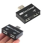 USB Double Adapter 2 Port for Laptop Hub Adapter 2.0 Male Twin Charger/Converter (Black),Single USB to Multiple,USB Splitter 2 Port,Portable 2.0 Male Twin Charger Converter,USB Double Adapter