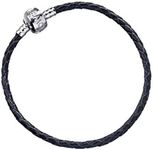 Official Harry Potter JewelryBlack Leather Charm Bracelet for Harry Potter Slider Charms Available in 4 Sizes (17 Centimeters)