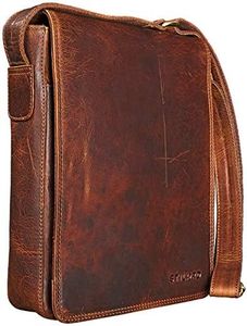 STILORD 'Joris' Bolso de Mensajero Mediano de Piel Vintage para Tablet de 10,1 Pulgadas Bolso Bandolera o Bolsa de Hombro de Cuero para Hombres y Mujeres, Color:Kara - Cognac