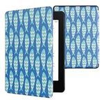 kwmobile Case Compatible with Amazon Kindle Paperwhite 11 Generation 2021 Case - PU Cover for Kindle Paperwhite Case w/Magnet - Small Fish Blue/Light Blue/White