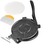 KUBKUGO 8 Inch Cast Iron Tortilla Press, Tortilla Maker, Heavy Duty Tortilla maker press, Flour Tortilla press, Tortilla press,Tortilla maker press（Include 100 Pcs Parchment Paper and a Dough Scraper)