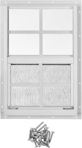 14x21 Inch Aluminum Shed Window 1 Pack, Flush Mount Sliding Window with Tempered Glass & Screen for Shed, Chicken Coop, Playhouse, Garage Ventilation