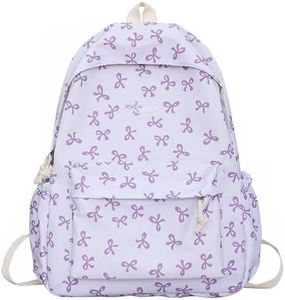 kakarin choyx Classic Cute Bow Tie Printed Backpack 16.9 Inch Kawaii Casual Simple Lightweight Travel Bag For Women Purple