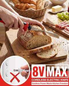 EZUVITA 8V Cordless Electric Knife – Rechargeable Kitchen Cutter
