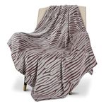 MACEVIA Flannel Fleece Throw Blanket, Zebra Print for Women, Zebra Brown and Grey Throw, Soft Animal Print Blankets Cozy for Bed Sofa Couch 260GSM, Suitable for All Seasons (Brown Zebra,50x60inches)