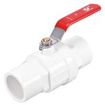 sourcing map Ball Valve, 32mm ID PVC Socket End Shut off Valve for Aquarium Setup, Sump Pump, Pool, Garden Sprinkler White Red