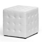 Baxton Studio Siskal Modern Cube Ottoman, White, Set of 2