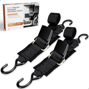 WELLUCK Boat Trailer Transom Tie Downs Straps 1200 LBS, 2" x 4' Adjustable Boat Buckle Transom Tie Downs to Trailer, Marine, Jet ski, Pontoon, with Quick Release Buckle & Anti-Scratch Hooks
