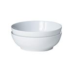 Denby White Porcelain Cereal Bowls Set of 2 - Dishwasher Microwave Safe Crockery 800ml - Glazed Chip & Crack Resistant Soup Bowls