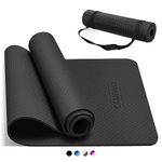 CAMBIVO Extra Thick Yoga Mat for Women Men Kids, Professional TPE Yoga Mat, Workout Mat for Home Gym, Pilates and Floor Exercises(Black,6mm)