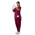 DRx5 Scrub Suit for Women - Classic V-Neck Healthcare Uniform Set | Premium Blend for Comfort and Durability | Ideal for Doctors, Nurses, and Hospital Staff (Maroon, X Large)