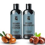 Beard Shampoo and Beard Conditioner for Men, All-Natural Beard Wash Set Cleanse Softens & Conditions with Organic Argan and Jojoba Beard Oils, Sulfate & Paraben Free by Striking Viking