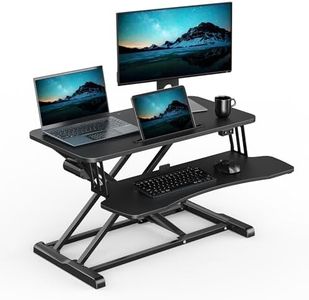 VonHaus Electric Standing Desk Converter, Height Adjustable Two Tier Computer Workstation w/Keyboard Shelf, Dual Monitor Sit Stand Riser w/Up Down Controls & Tablet Holder, 80x40cm & 20kg Capacity