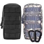 2 Pack Molle Pouches, Utility Pouch Small Water-Resistant Tactical Compact EDC for Tactical Military Backpack (2 Pack Black+ACU)