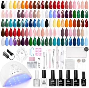 Beetles Gel Nail Polish Kit with U V Light- 88 PCS 55 Colors Gel Polish Set